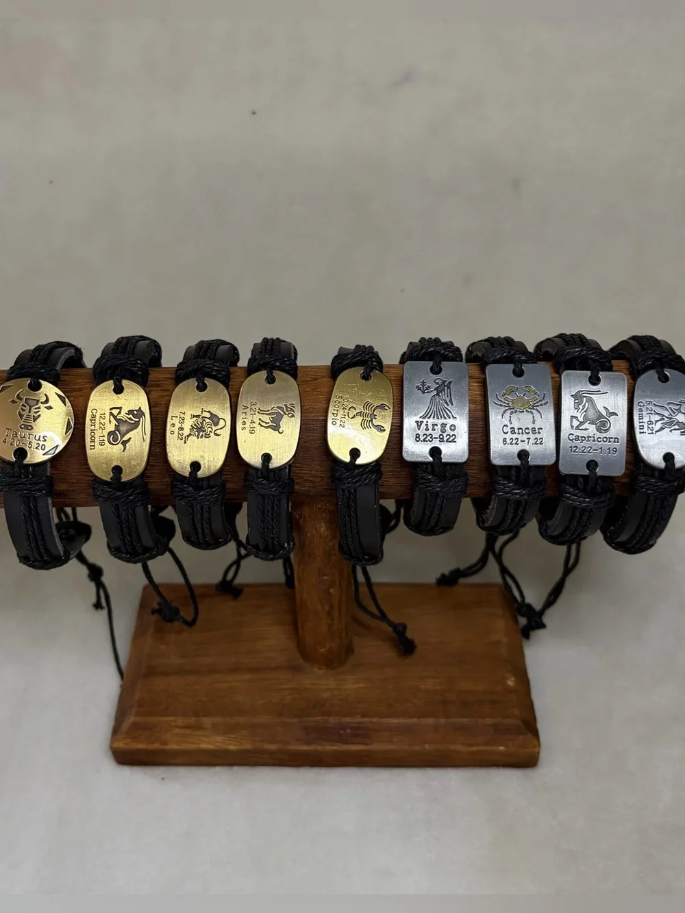 Black Braided Leather Zodiac Bracelet